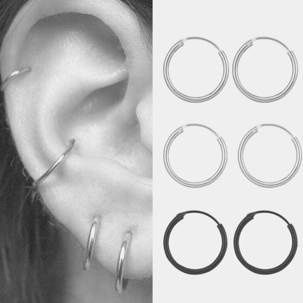 NWOT 18mm Mini Silver Hoop Earrings - Picture 1 of 8
